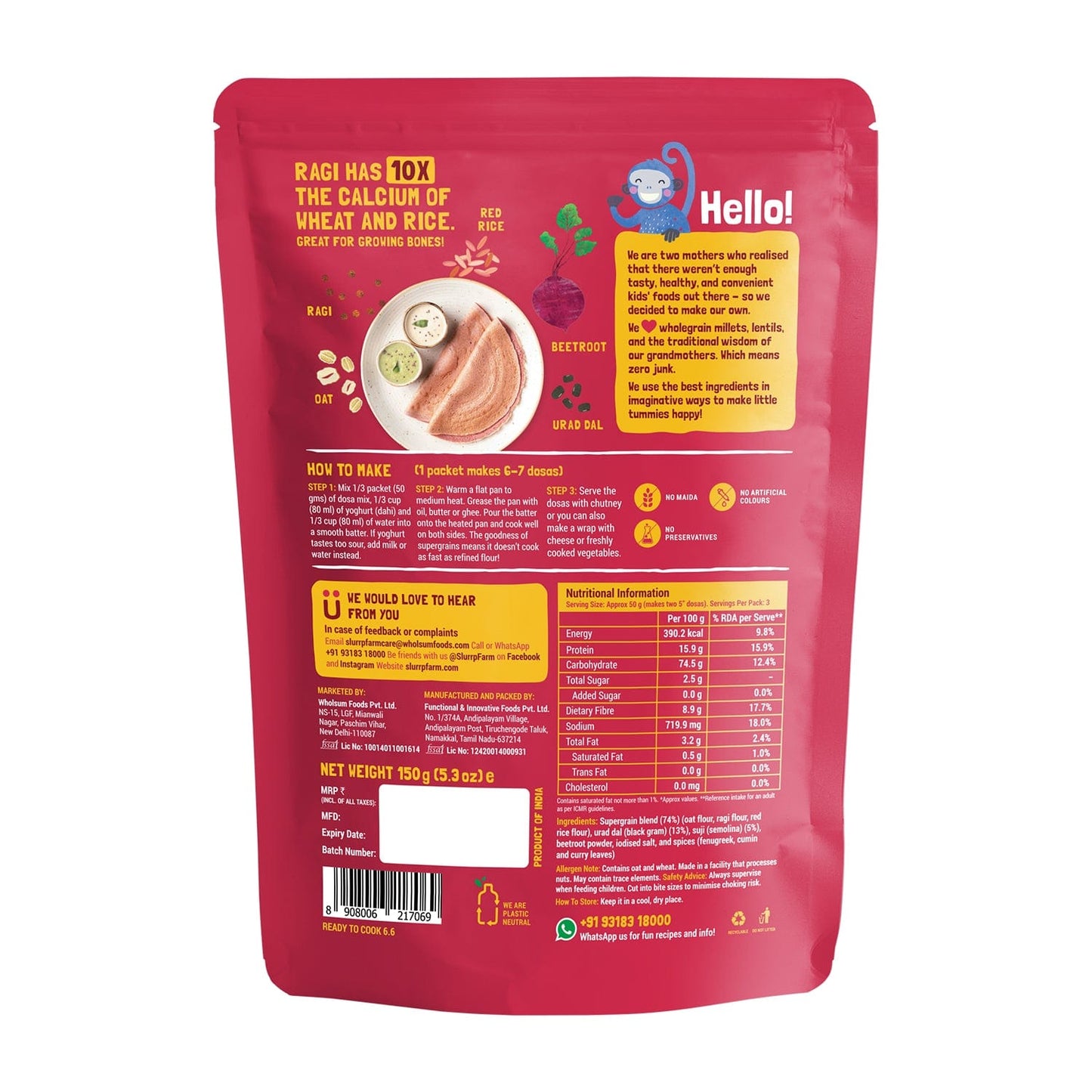 Millet Dosa Mix - Supergrains & Beetroot 150gm