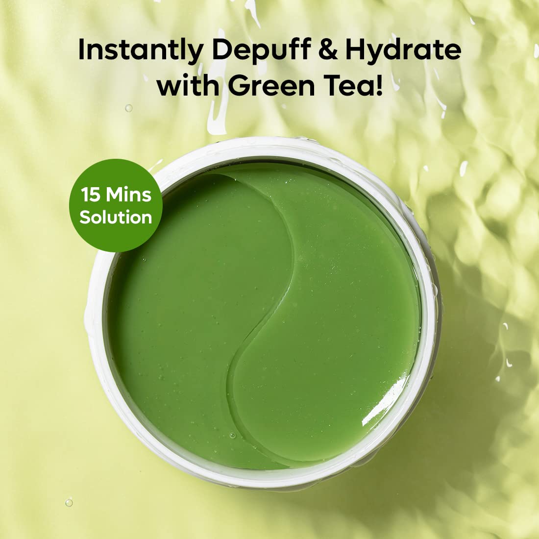 mCaffeine Green Tea Hydrogel Under Eye Patches for Dark Circle, Fine Lines & Wrinkles Reduction