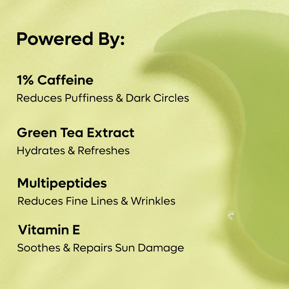 mCaffeine Green Tea Hydrogel Under Eye Patches for Dark Circle, Fine Lines & Wrinkles Reduction