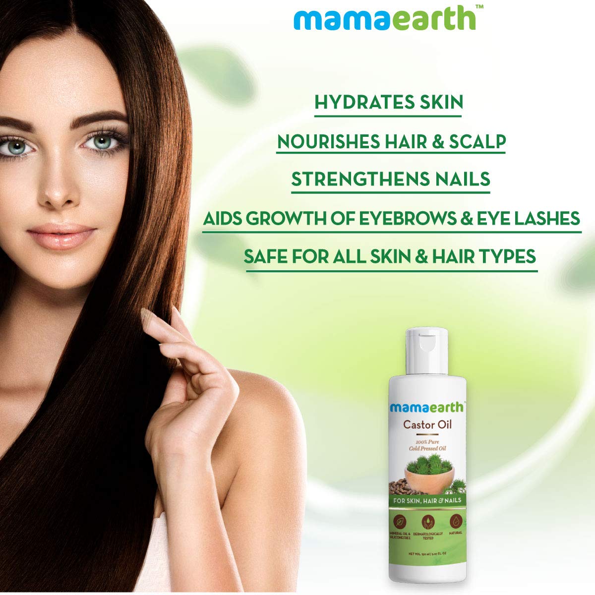 Mamaearth 100% Pure Castor Oil, Cold Pressed, To Support Hair Growth, Good Skin And Strong Nails, 150ml