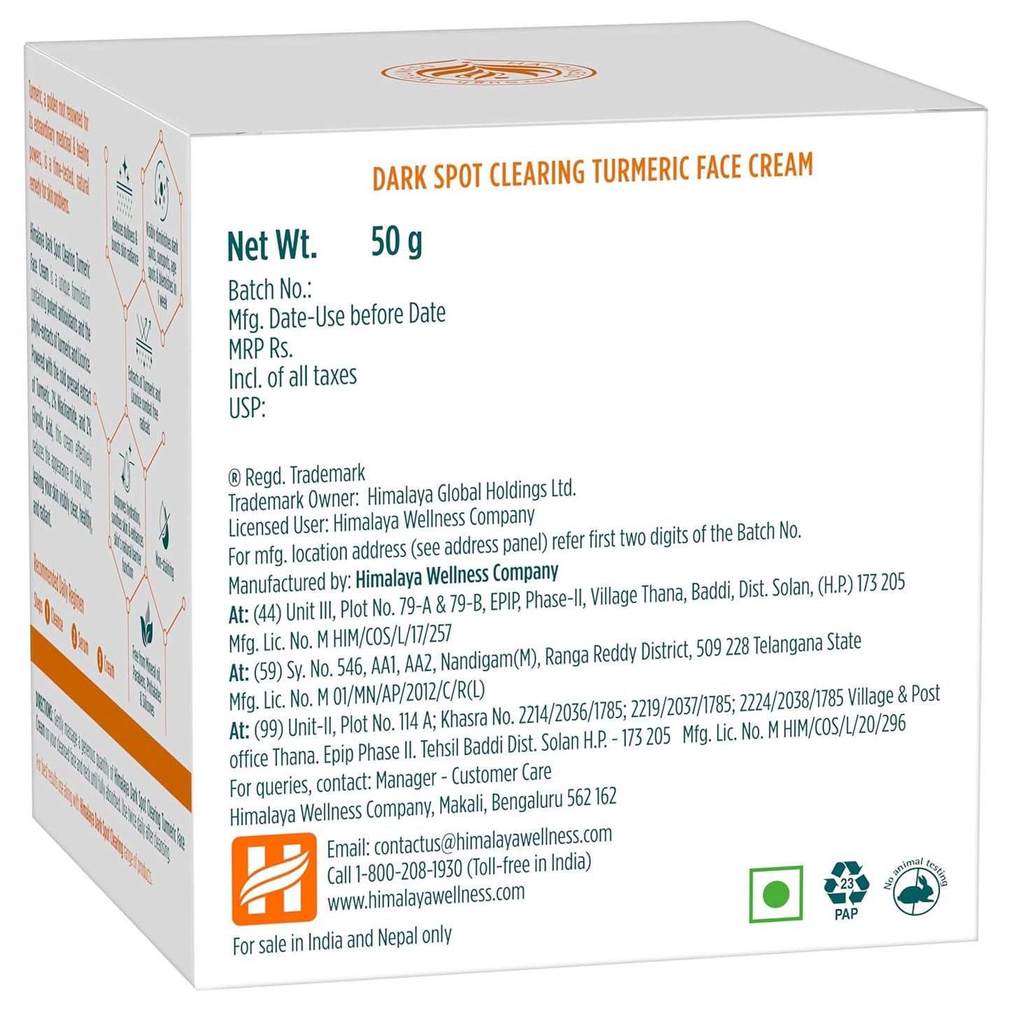 Himalaya Dark Spot Clearing Turmeric Face Cream, 50g