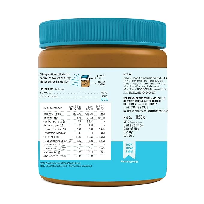 The Whole Truth - Peanut Butter With Dates (Sweetened) | 325 g