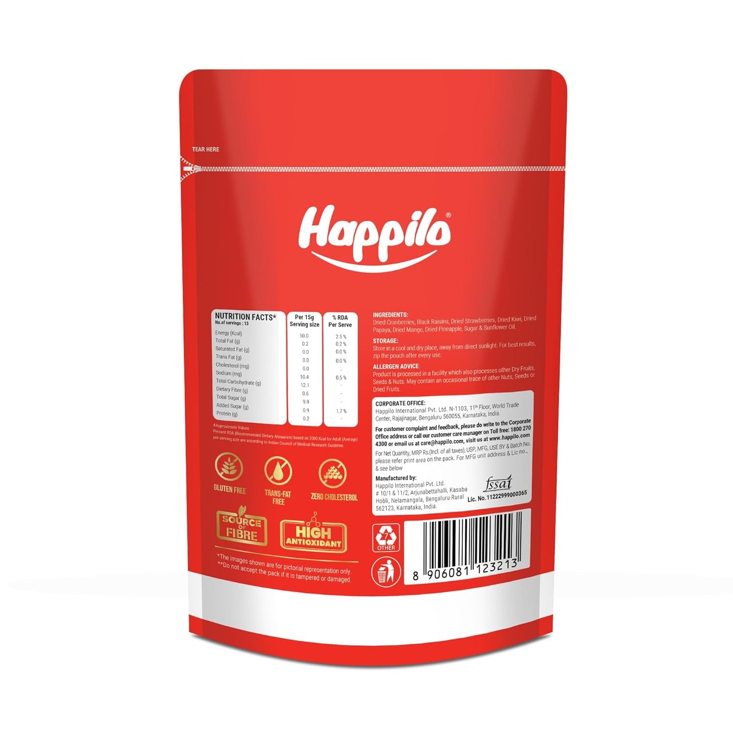Happilo Premium International Dried Tropical Fruit Medley 200g