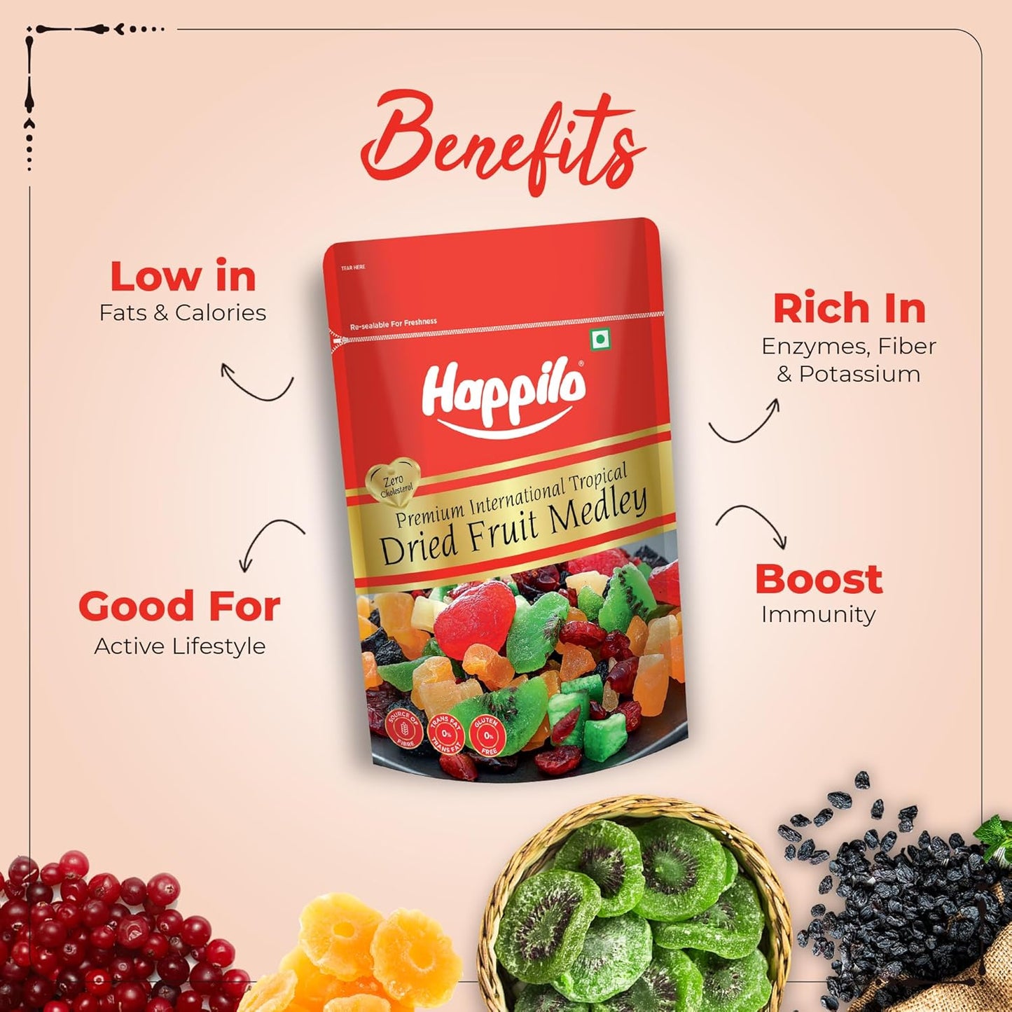 Happilo Premium International Dried Tropical Fruit Medley 200g