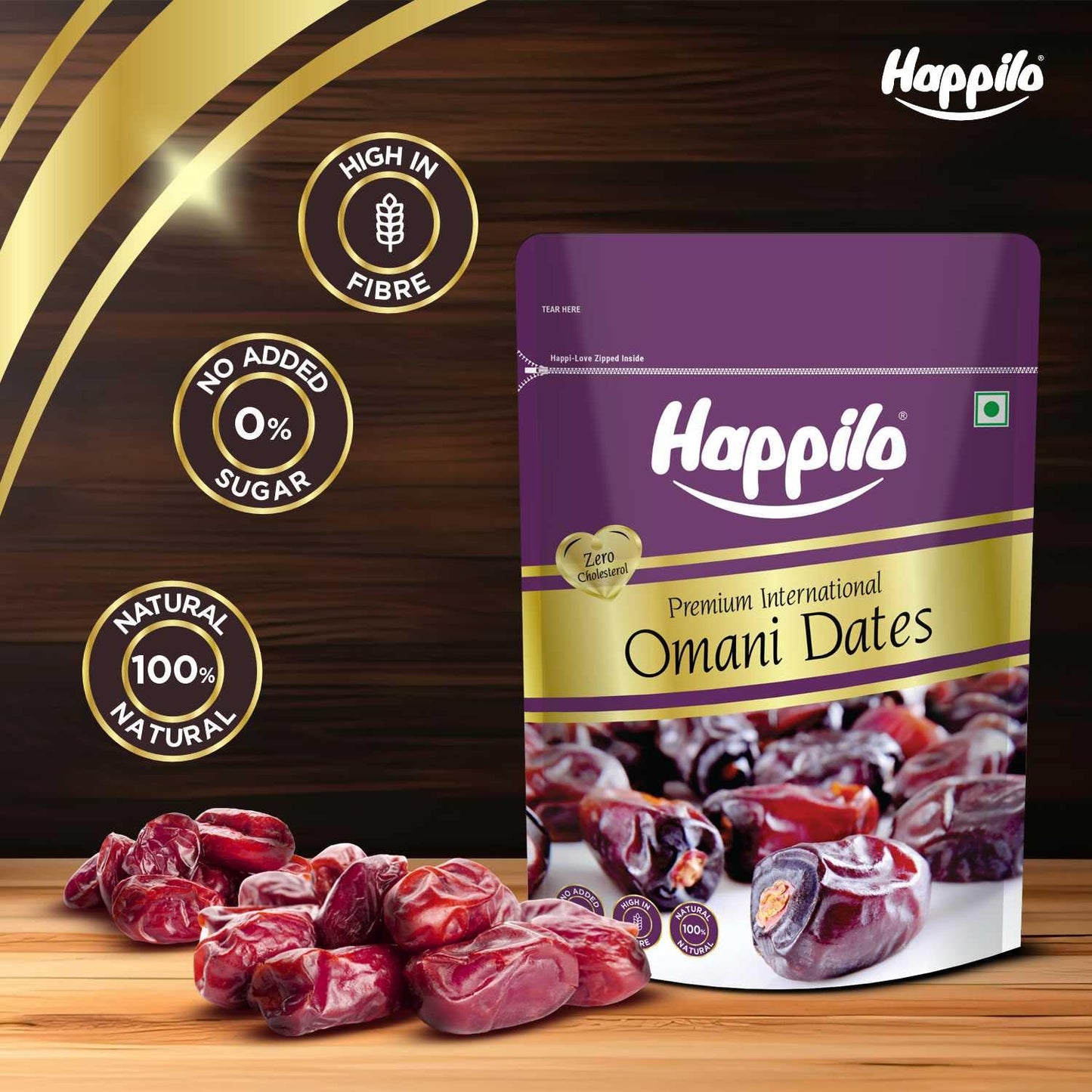 Happilo Premium International Omani Dates Value Pack Pouch, 680g
