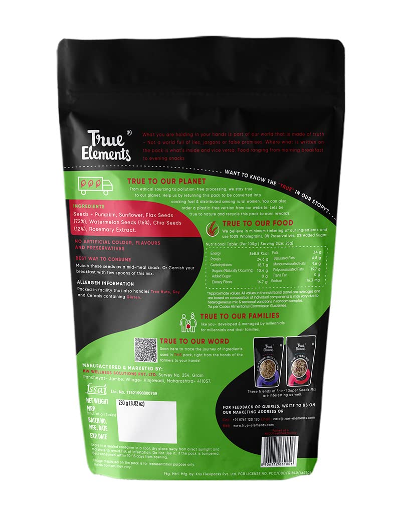 True Elements Mixed Seeds for Eating - 5 in 1 Seeds Mix 250gm
