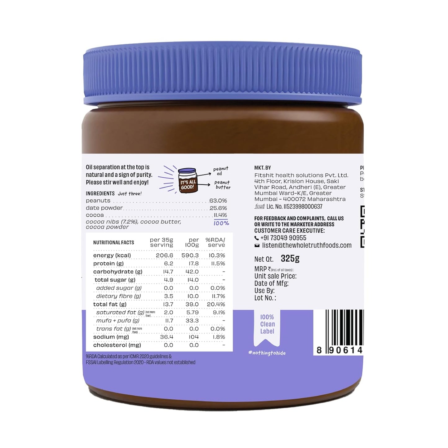 The Whole Truth - Dark Chocolate Peanut Butter | 325 g