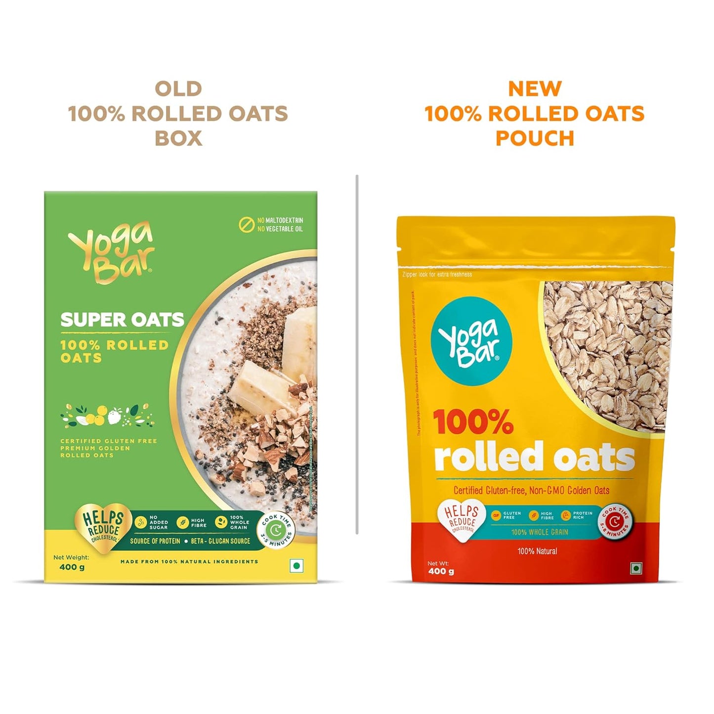 Yogabar 100% Rolled Plain Oats 400G