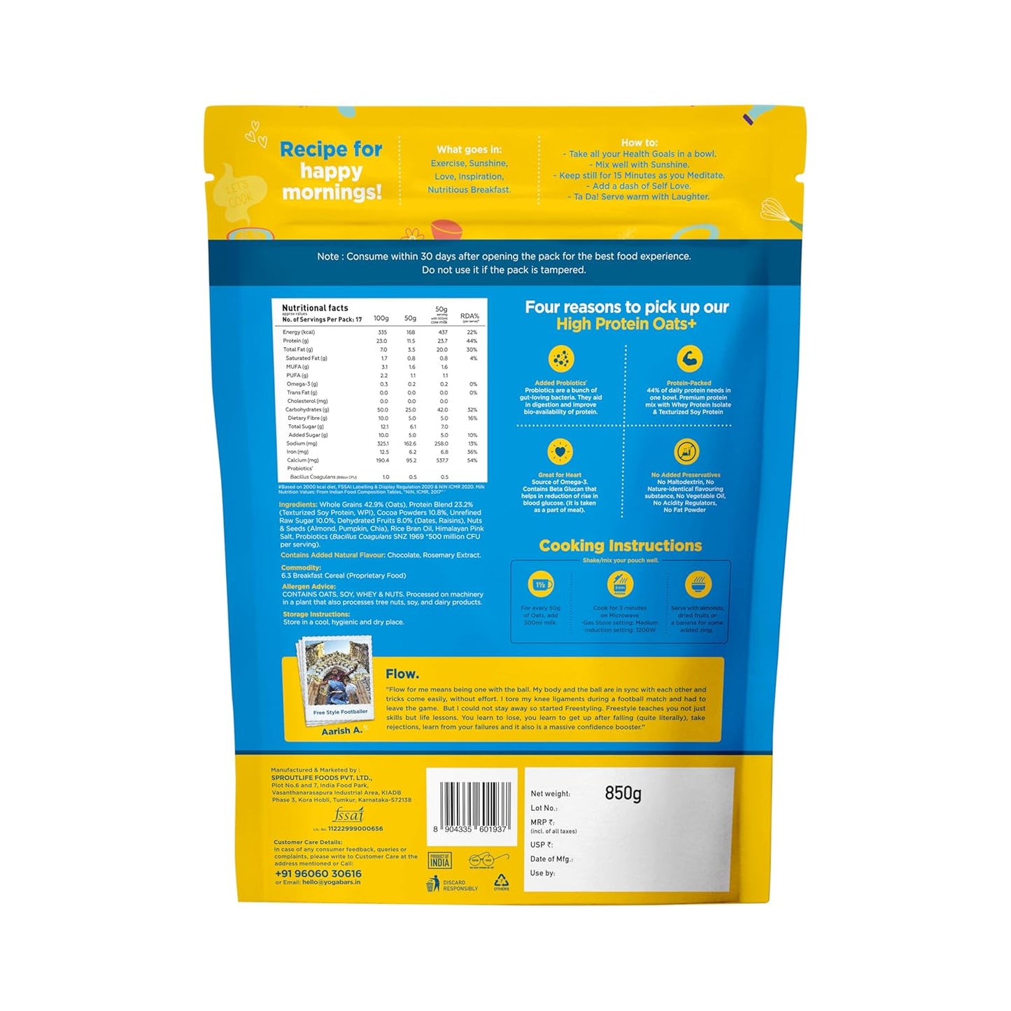 Yogabar Highest Protein Oats 850g