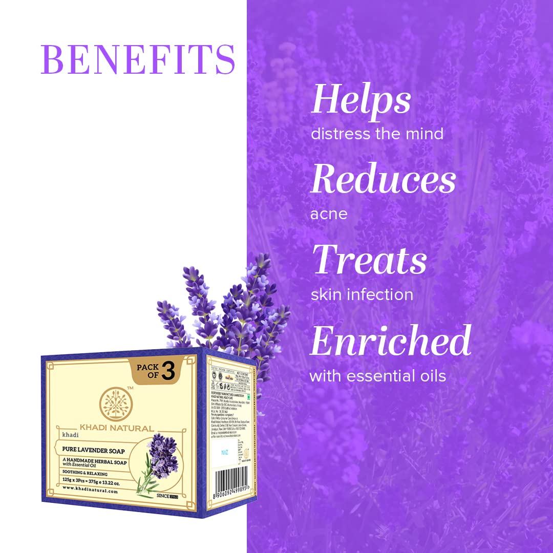 Khadi Natural Lavender Soap | Herbal Bathing Soap for Healthy Skin