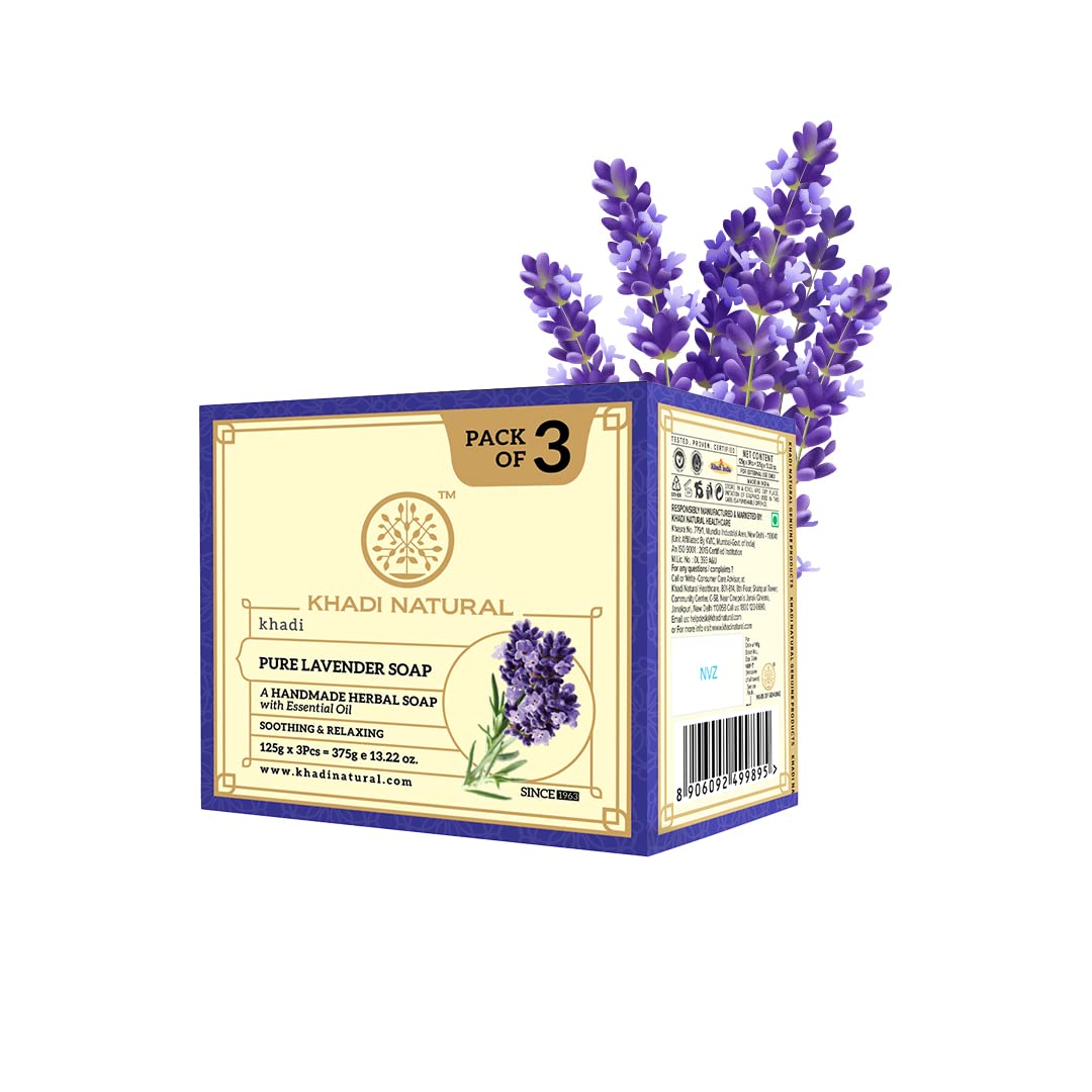 Khadi Natural Lavender Soap | Herbal Bathing Soap for Healthy Skin