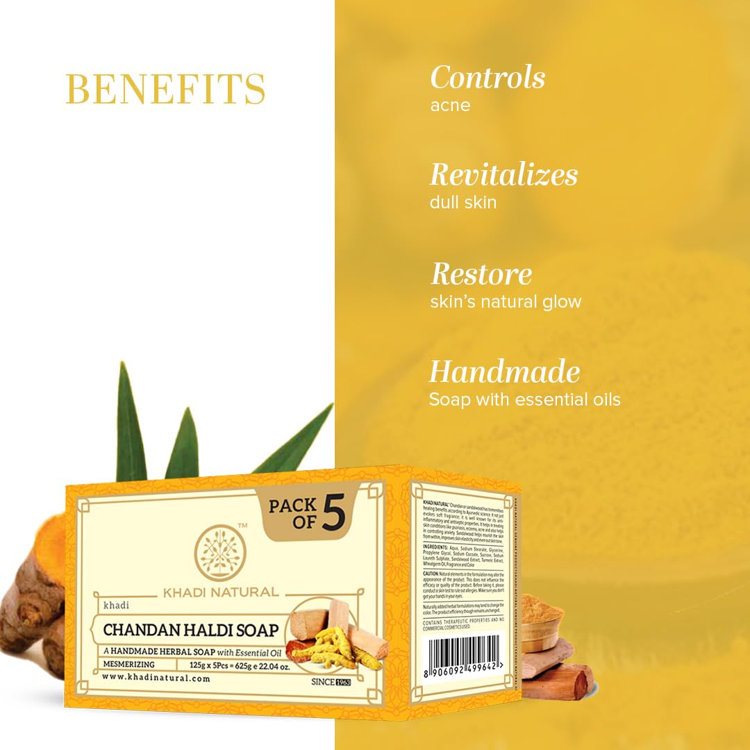 Khadi Natural Chandan Haldi Soap | Herbal Bathing Soap for Glowing Skin