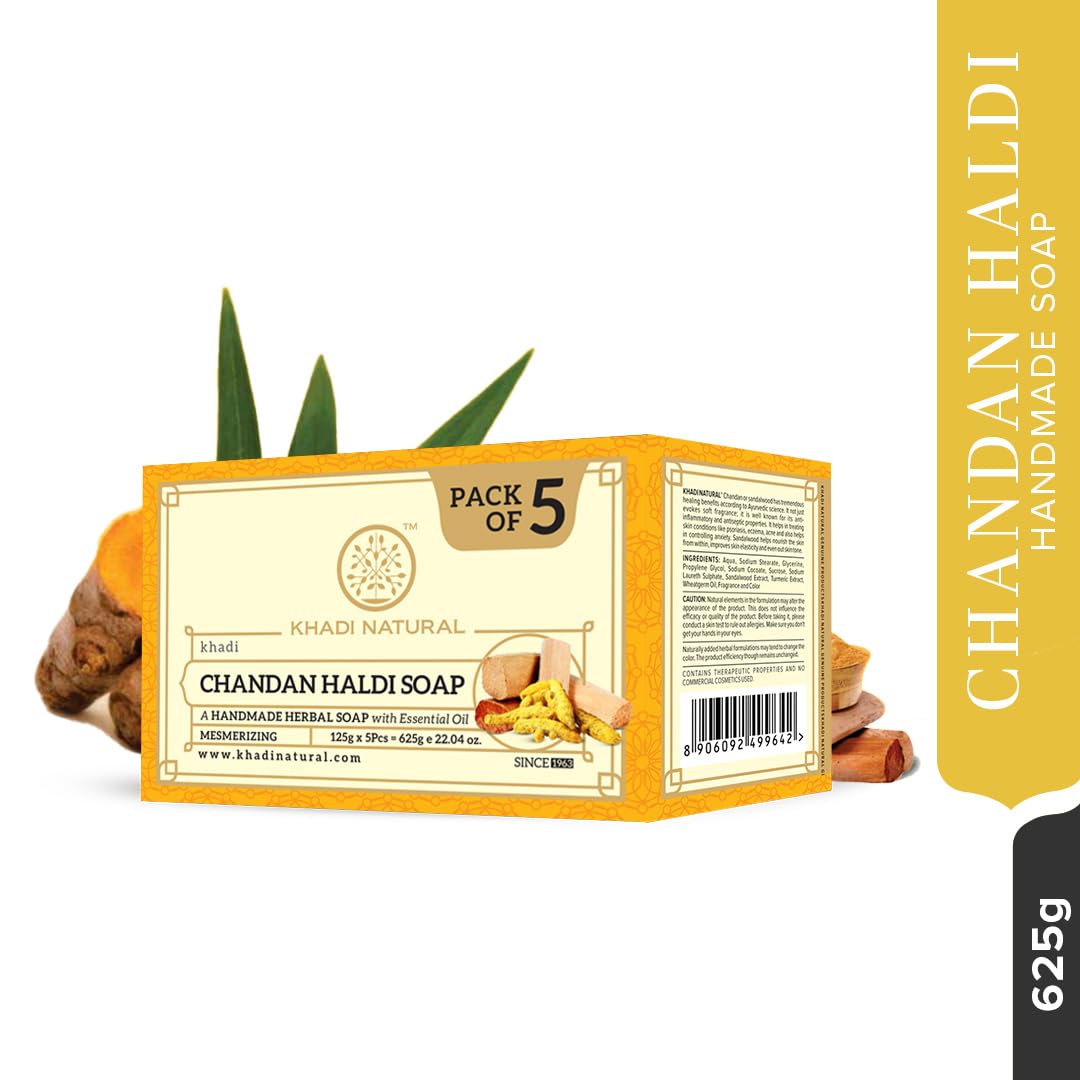 Khadi Natural Chandan Haldi Soap | Herbal Bathing Soap for Glowing Skin