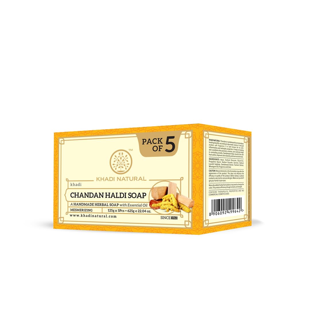 Khadi Natural Chandan Haldi Soap | Herbal Bathing Soap for Glowing Skin