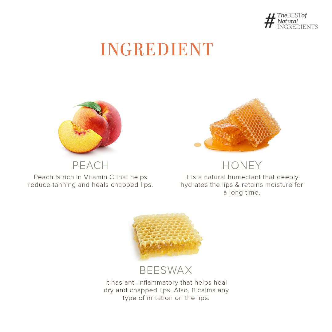 Khadi Natural Peach Lip Balm with Beeswax and Shea Butter