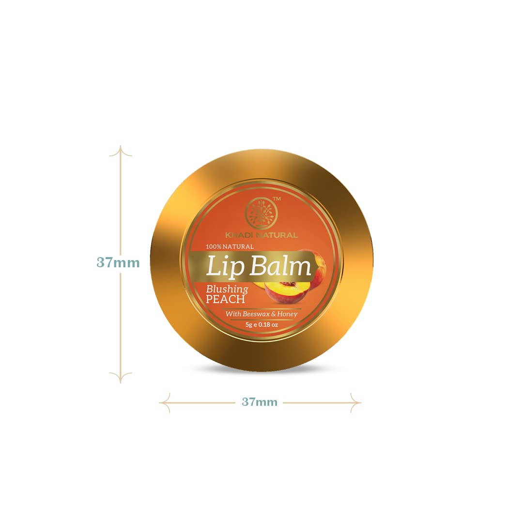 Khadi Natural Peach Lip Balm with Beeswax and Shea Butter