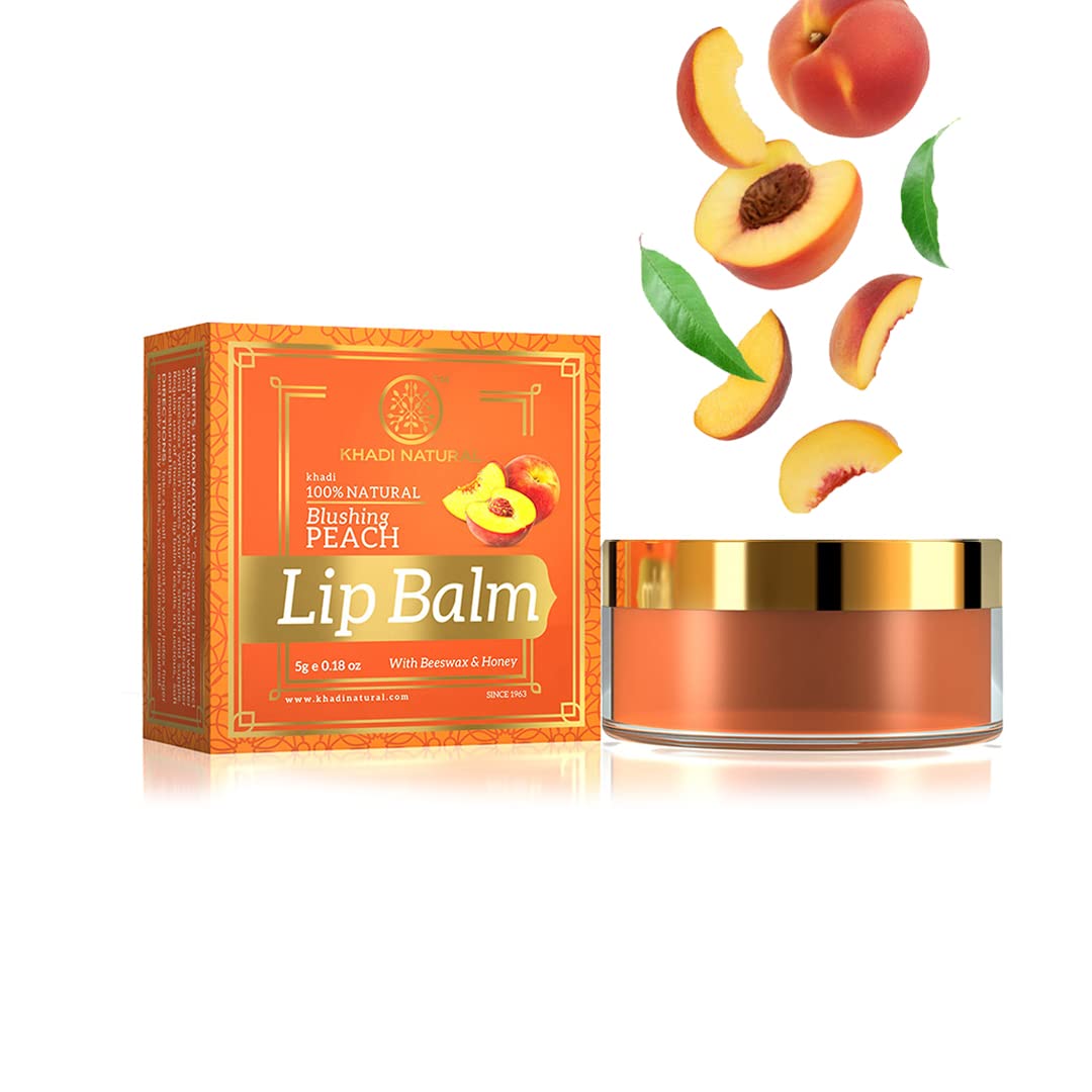 Khadi Natural Peach Lip Balm with Beeswax and Shea Butter