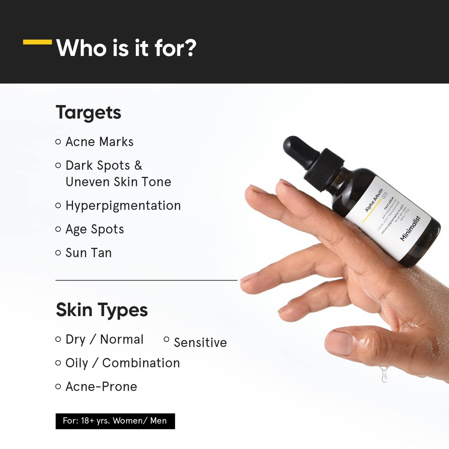 Minimalist 2% Alpha Arbutin Serum for Pigmentation & Dark Spots Removal