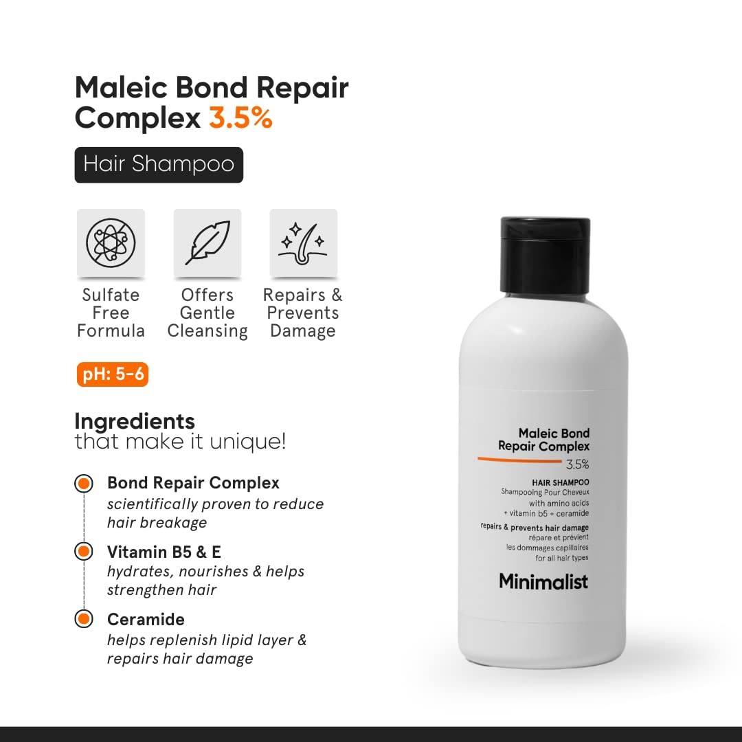Minimalist Bond Repair Shampoo For Damaged, Dry & Frizzy Hair