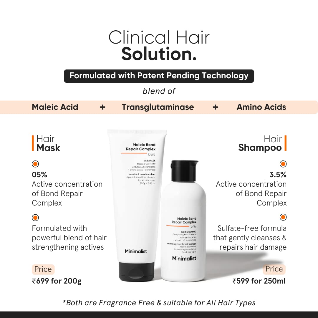 Minimalist Bond Repair Shampoo For Damaged, Dry & Frizzy Hair
