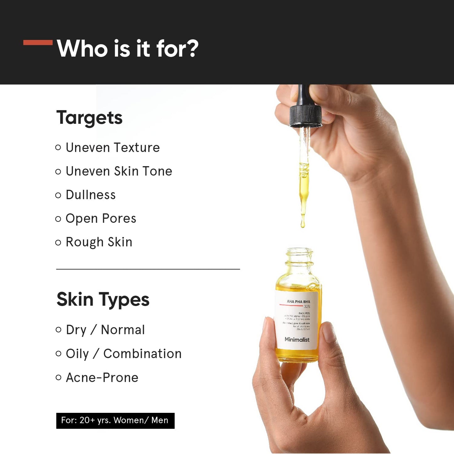 Minimalist 25% AHA + 2% BHA + 5% PHA Peeling Solution for Glowing Skin