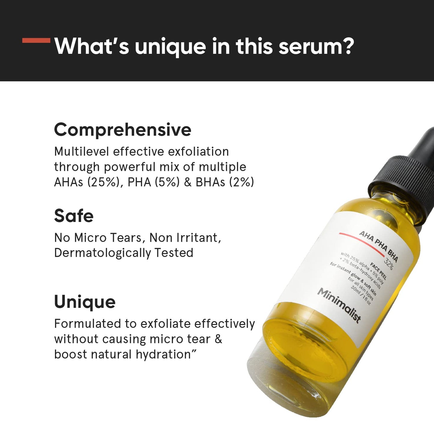 Minimalist 25% AHA + 2% BHA + 5% PHA Peeling Solution for Glowing Skin