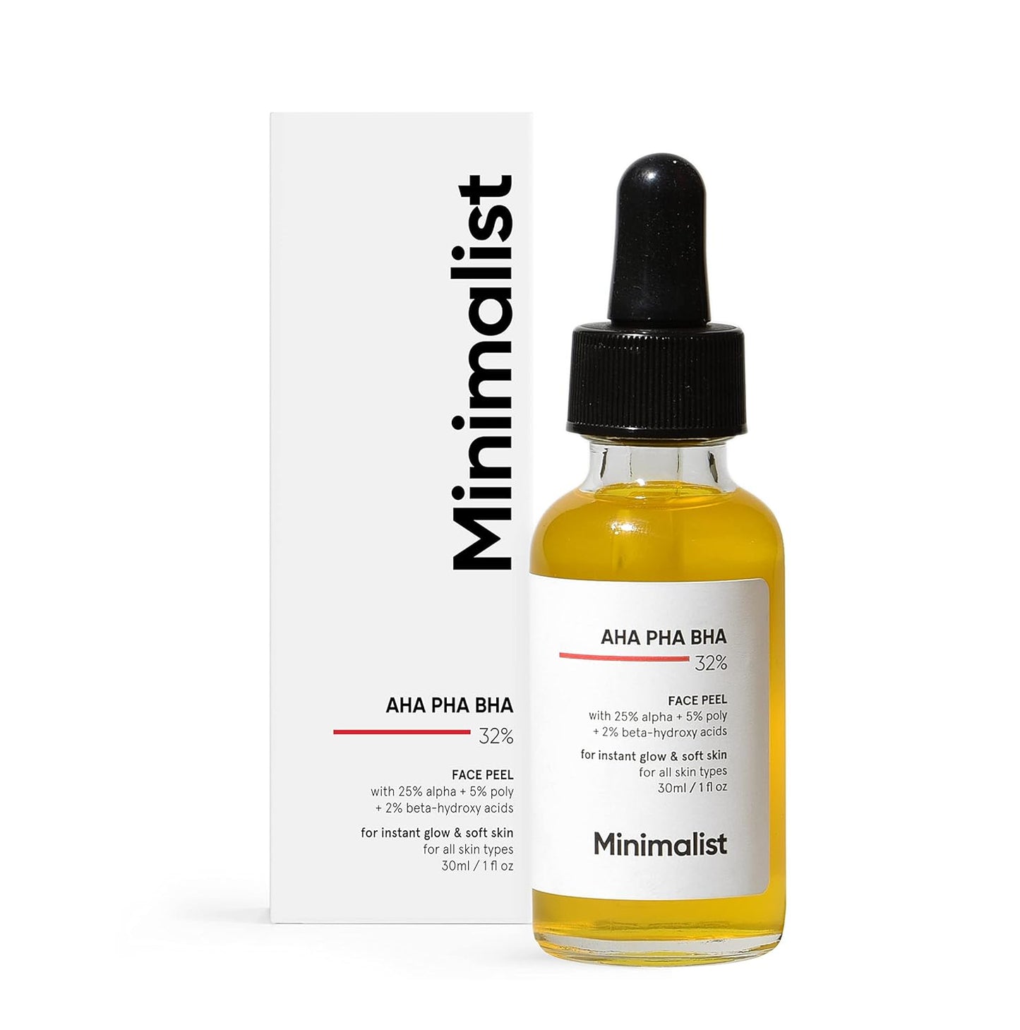 Minimalist 25% AHA + 2% BHA + 5% PHA Peeling Solution for Glowing Skin