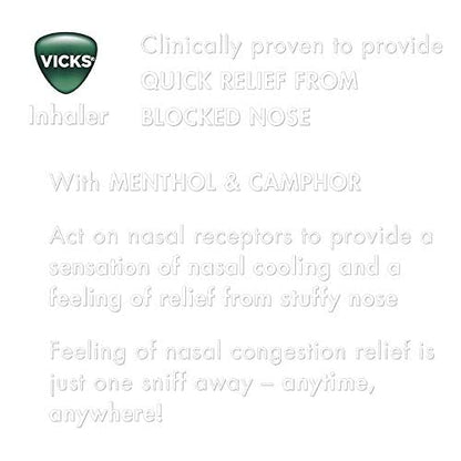 Vicks Inhaler - Soothing Vapors to Breathe Easy, Menthol Scent, Pack of 2