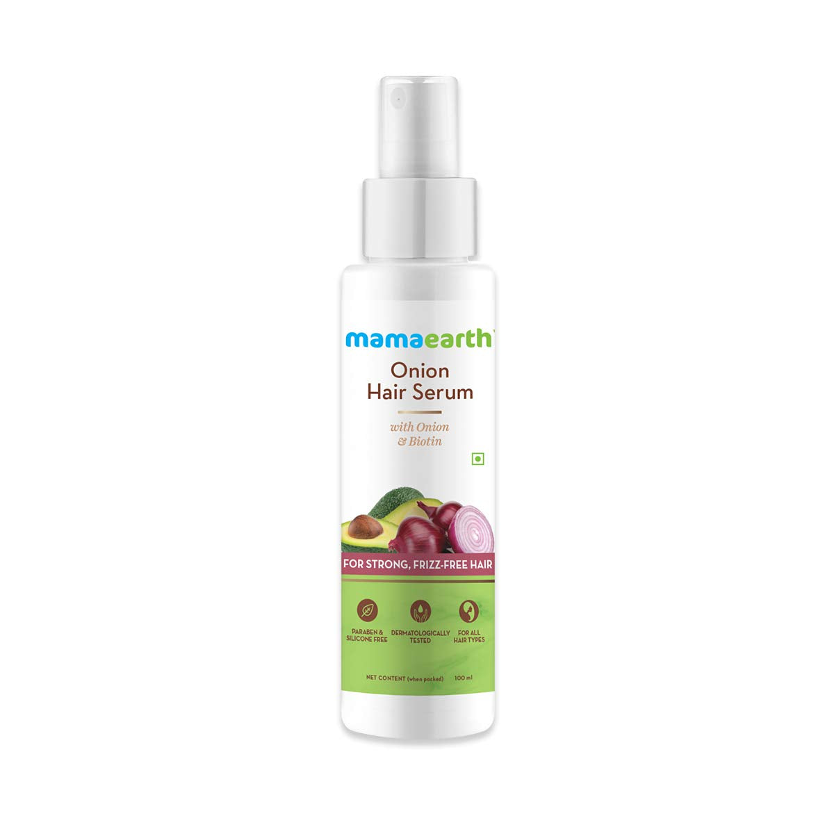 Mamaearth Onion Hair Serum For Silky & Smooth Hair, Tames Frizzy Hair, with Onion & Biotin for Strong, Tangle Free & Frizz-Free Hair, 100 ml