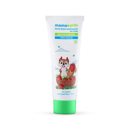 Mamaearth 100% Natural Berry Blast Kids Toothpaste, Oral Care, 50 Gm