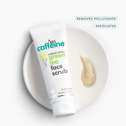 mCaffeine Green Tea Face Scrub with Vitamin C & Walnut for Women & Men, 100gm