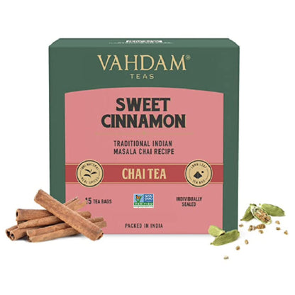 VAHDAM, Sweet Cinnamon Masala Chai Tea Bags (15 bags)