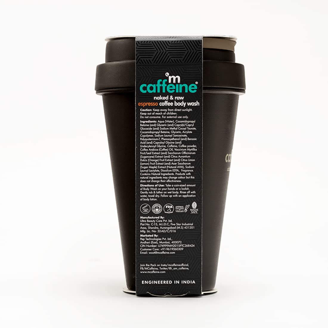 mCaffeine Exfoliating Espresso Coffee Body Wash with Natural AHA, 300ml