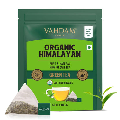 VAHDAM, Organic Himalayan Green Tea Bags (50 Green Tea Bags)