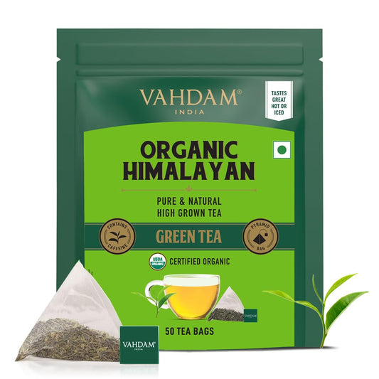 VAHDAM, Organic Himalayan Green Tea Bags (50 Green Tea Bags)