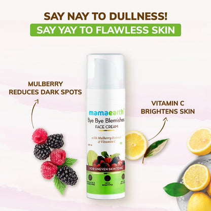 Mamaearth Bye Bye Blemishes Face Cream, For Pigmentation & Blemish Removal, With Mulberry Extract & Vitamin C - 30ml