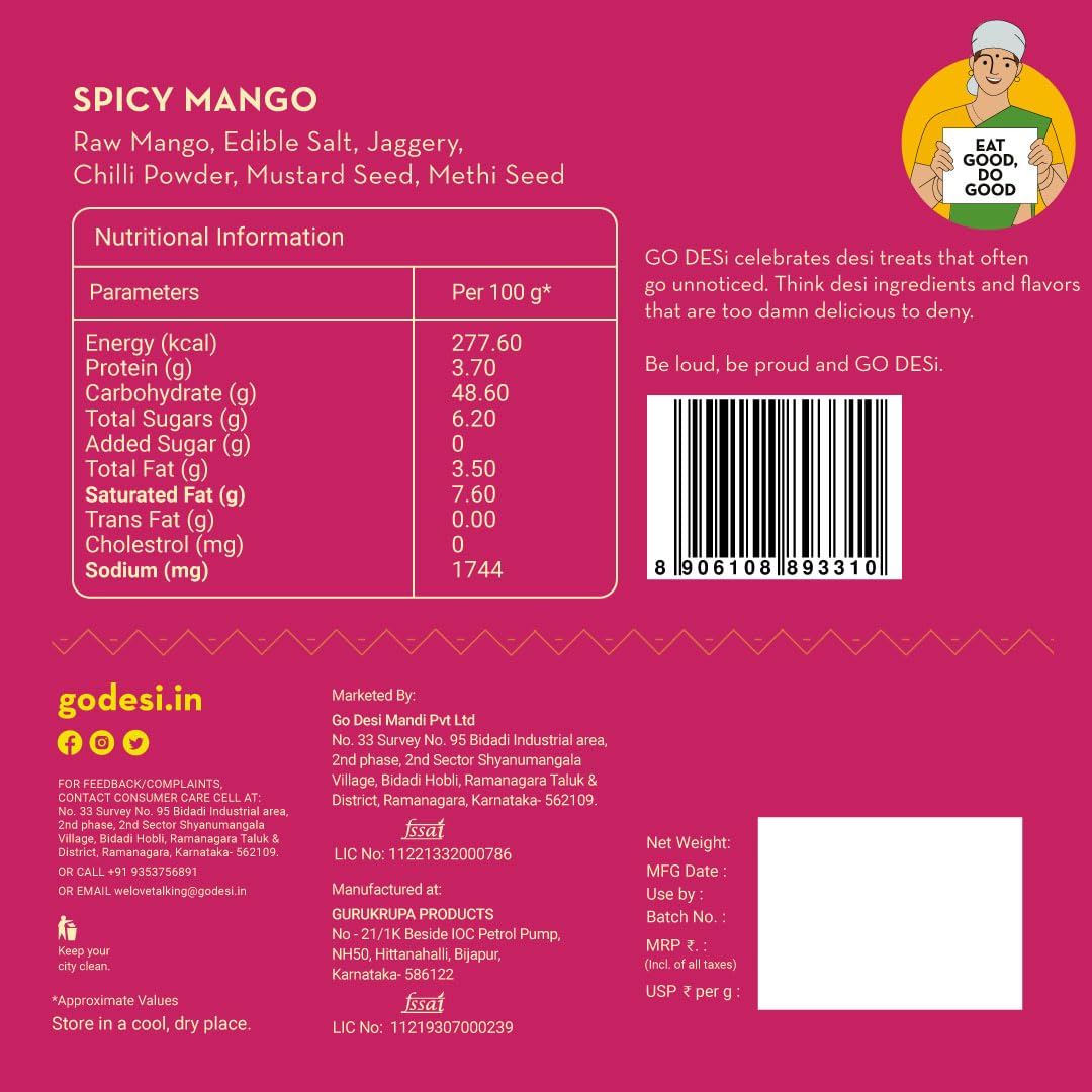 GO DESi Spicy Mango Candy, 200g