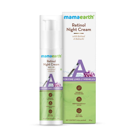 Mamaearth Retinol Night Cream For Women with Retinol & Bakuchi for Anti Aging, Fine Lines and Wrinkles, 50 g