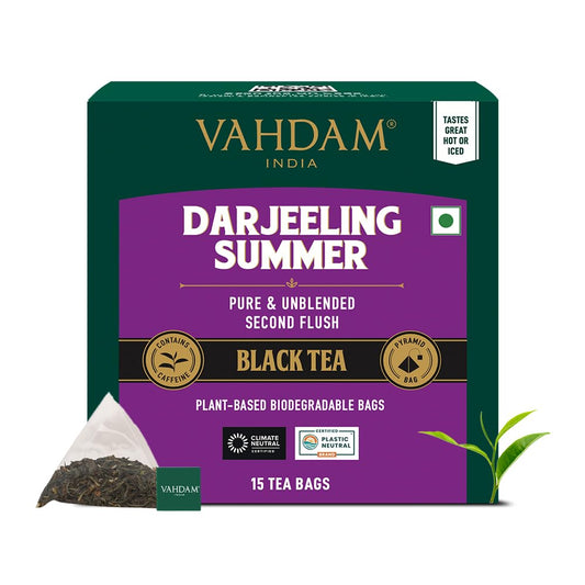 VAHDAM, Darjeeling Summer Black Tea - 15 Black Tea Bags