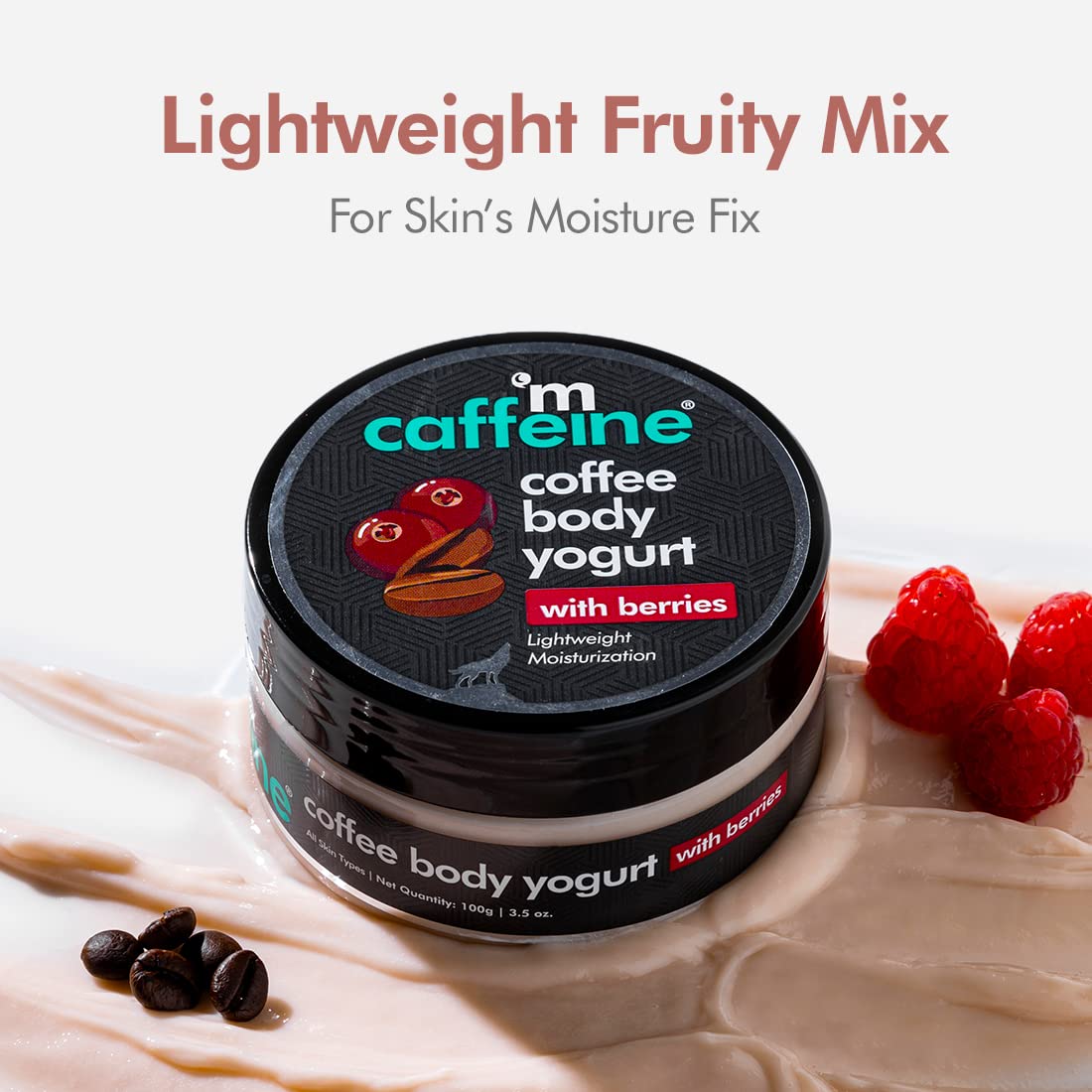 mCaffeine Coffee Body Yogurt with Berries for Instant Hydration & Moisturization, 100g