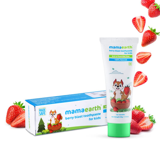 Mamaearth 100% Natural Berry Blast Kids Toothpaste, Oral Care, 50 Gm