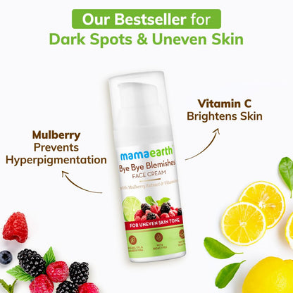 Mamaearth Bye Bye Blemishes Face Cream, For Pigmentation & Blemish Removal, With Mulberry Extract & Vitamin C - 30ml