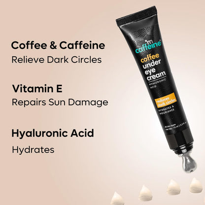 mCaffeine Coffee Under Eye Cream Gel for Dark Circles, Puffiness & Fine Lines , 15 gm