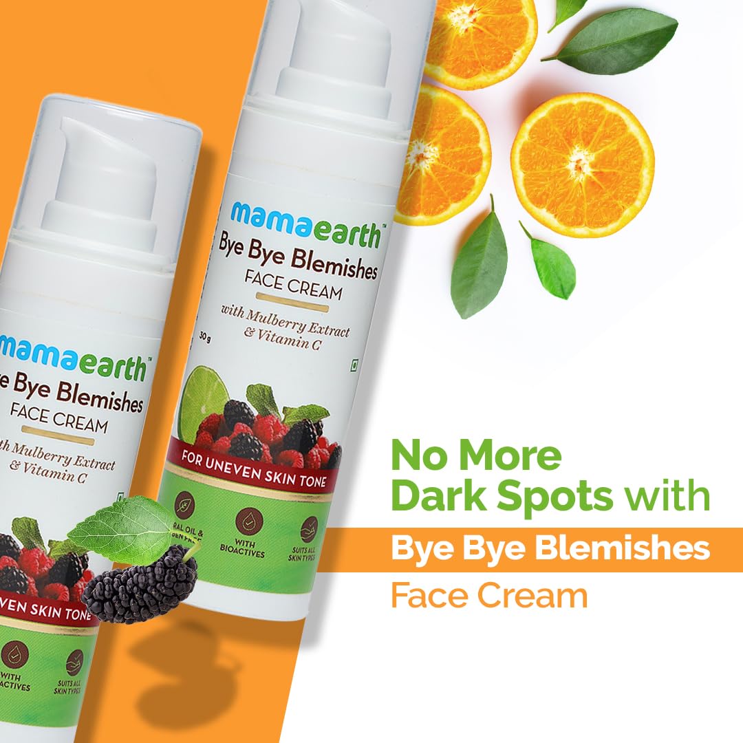 Mamaearth Bye Bye Blemishes Face Cream, For Pigmentation & Blemish Removal, With Mulberry Extract & Vitamin C - 30ml