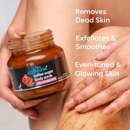 mCaffeine Coffee Sugar Body Scrub with Pomegranate for Gentle Exfoliation & Smoothening, 250g