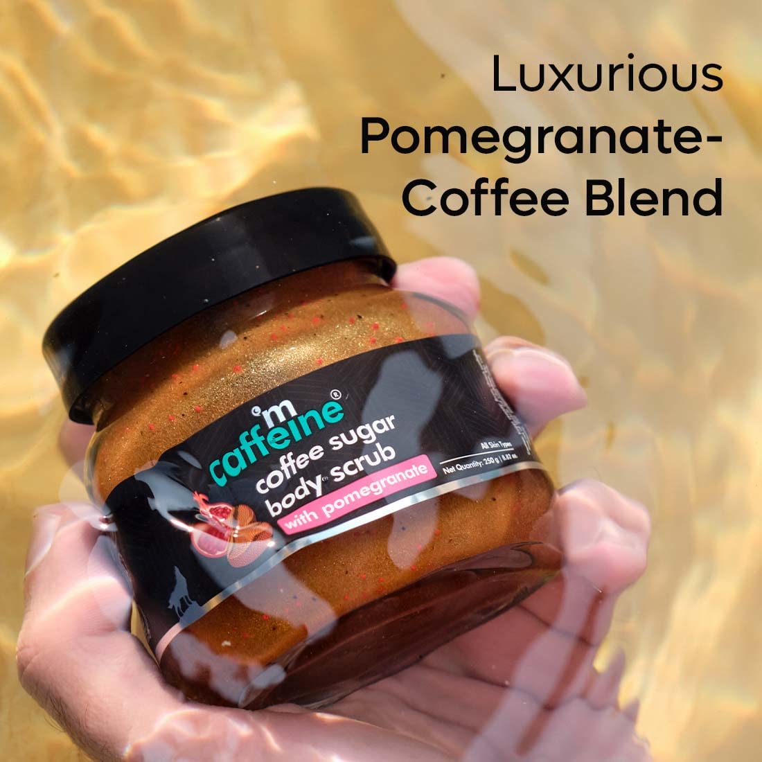 mCaffeine Coffee Sugar Body Scrub with Pomegranate for Gentle Exfoliation & Smoothening, 250g