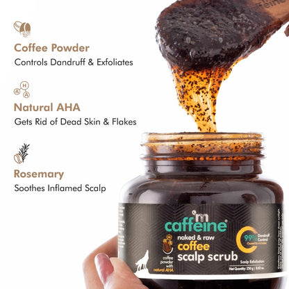 mCaffeine Anti Dandruff Coffee Scalp Scrub - 99% Dandruff Control Treatment for Men & Women, 250gm