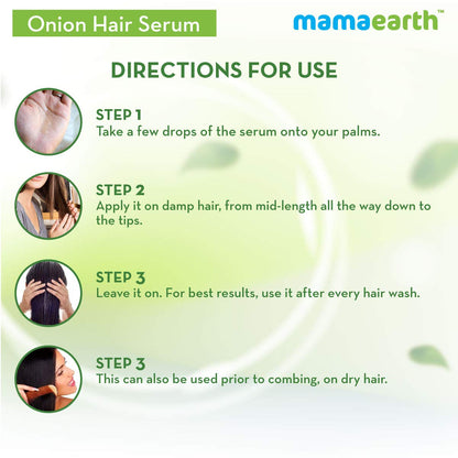 Mamaearth Onion Hair Serum For Silky & Smooth Hair, Tames Frizzy Hair, with Onion & Biotin for Strong, Tangle Free & Frizz-Free Hair, 100 ml