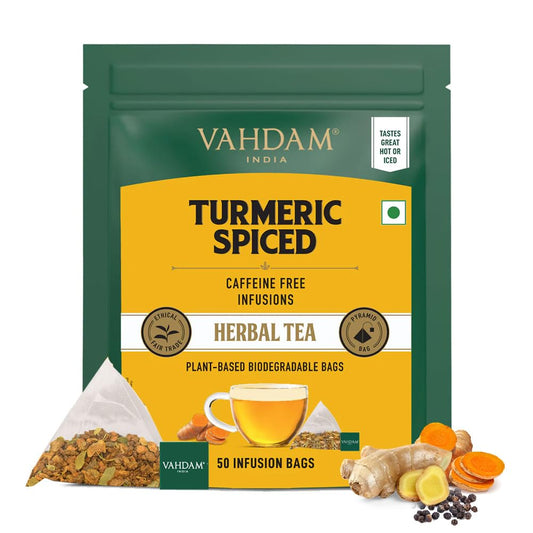 VAHDAM, Turmeric Spice Herbal Tea Bags (50 bags)