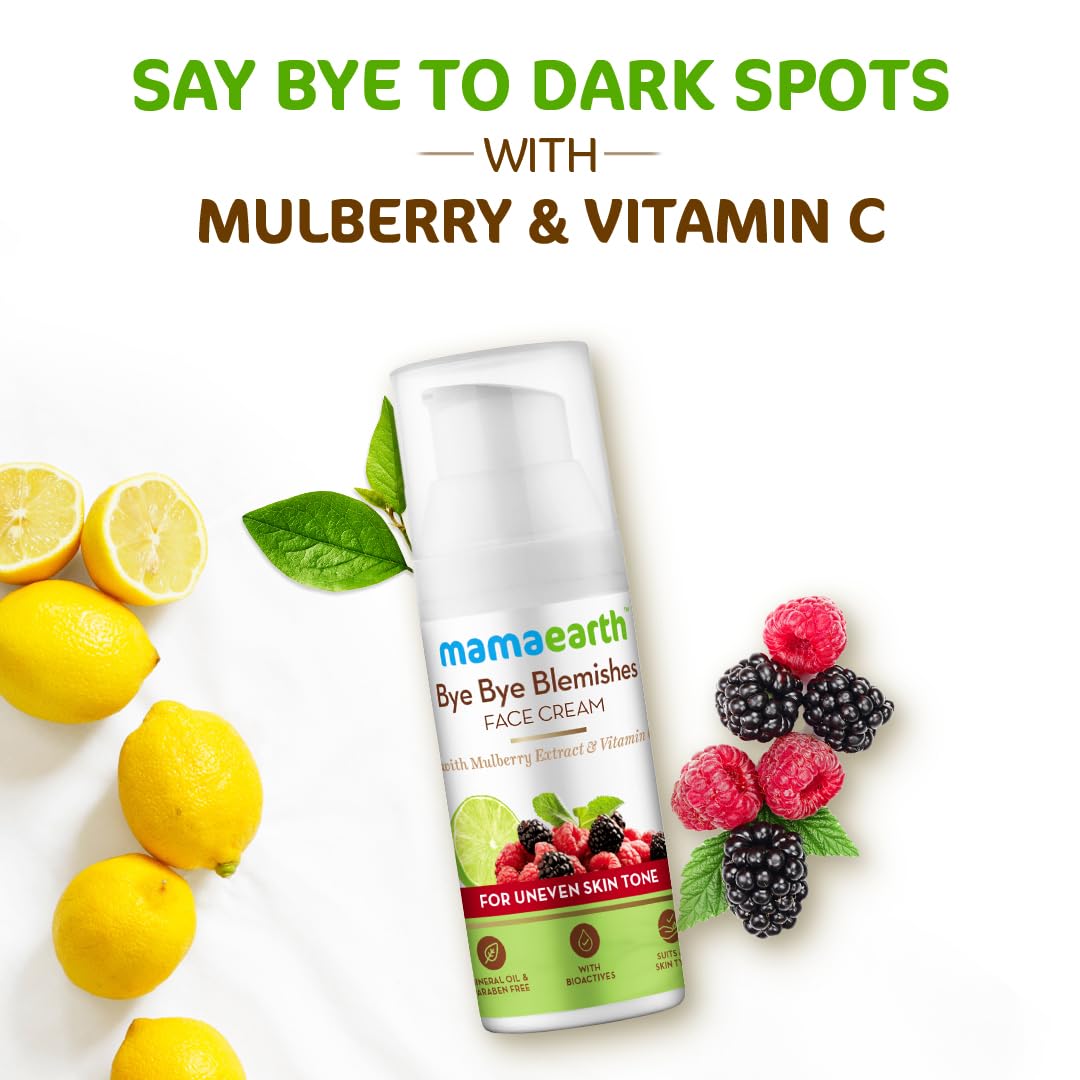 Mamaearth Bye Bye Blemishes Face Cream, For Pigmentation & Blemish Removal, With Mulberry Extract & Vitamin C - 30ml